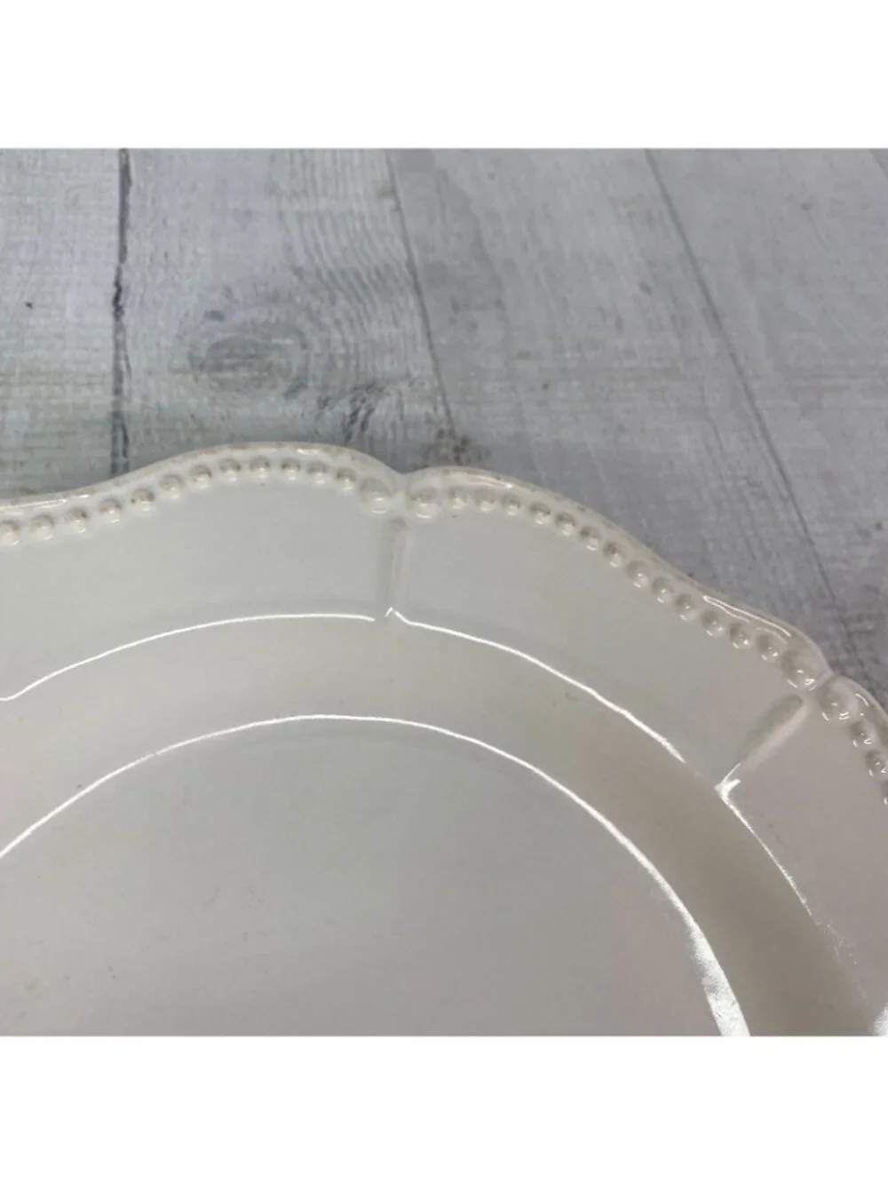 Chris Madden JCPenny ADALINA Ivory Embossed Stoneware Salad Lunch Plates Set 4